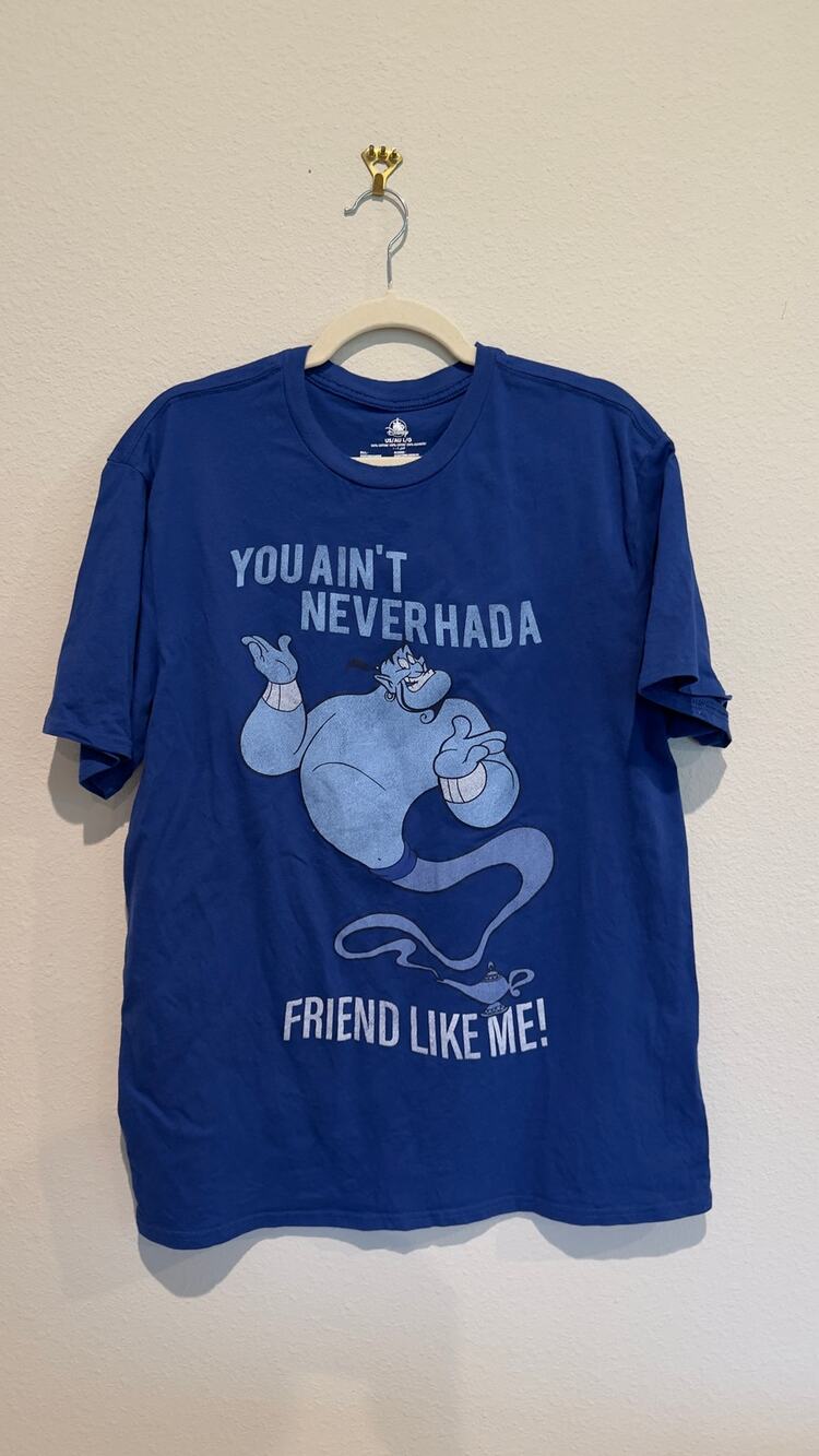Disney Parks Aladdin You Ain’t Never Had a Friend Like Me Genie T-Shirt Large